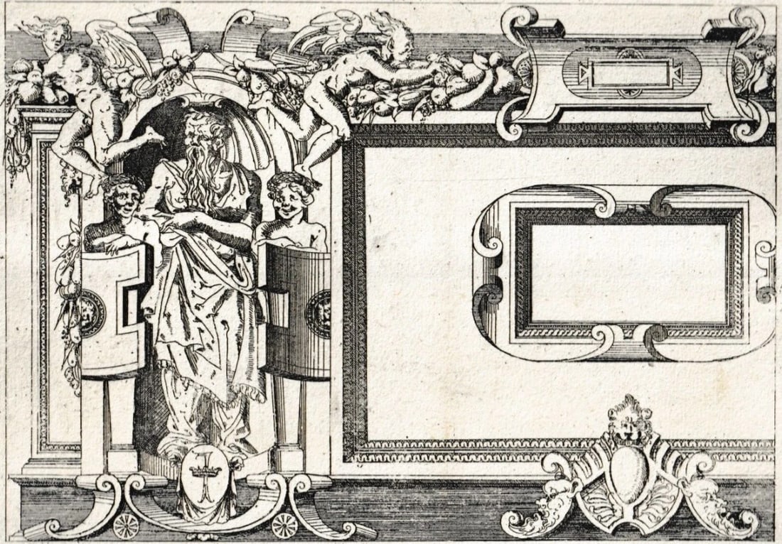 Antique Etching Original Architecture, Decoration, Sculpture 17th century x2 - 2