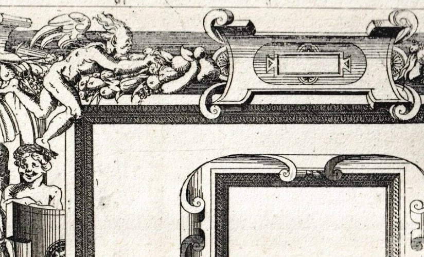 Antique Etching Original Architecture, Decoration, Sculpture 17th century x2 - 3