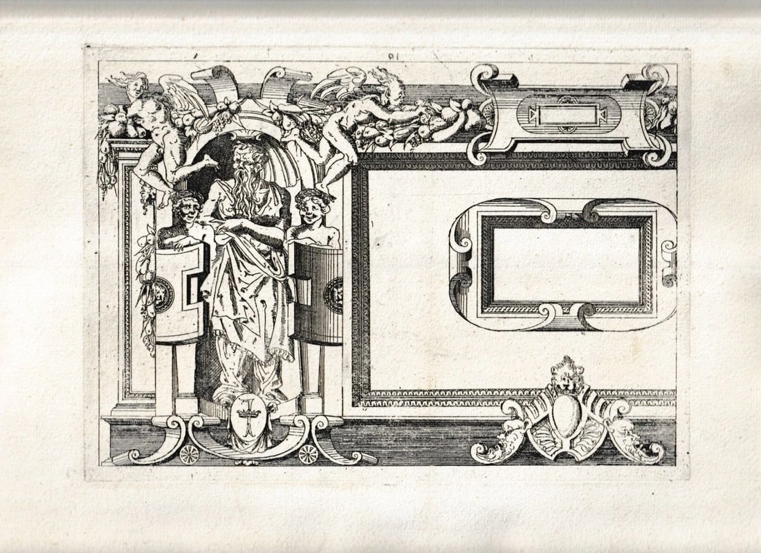 Antique Etching Original Architecture, Decoration, Sculpture 17th century x2 - 4