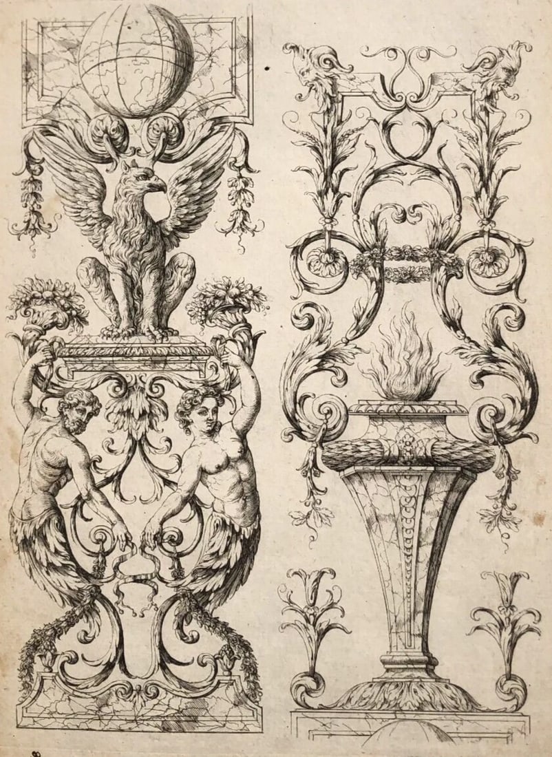 Antique Etching Original Architecture, Decoration, Sculpture 18th century (1 of 8)