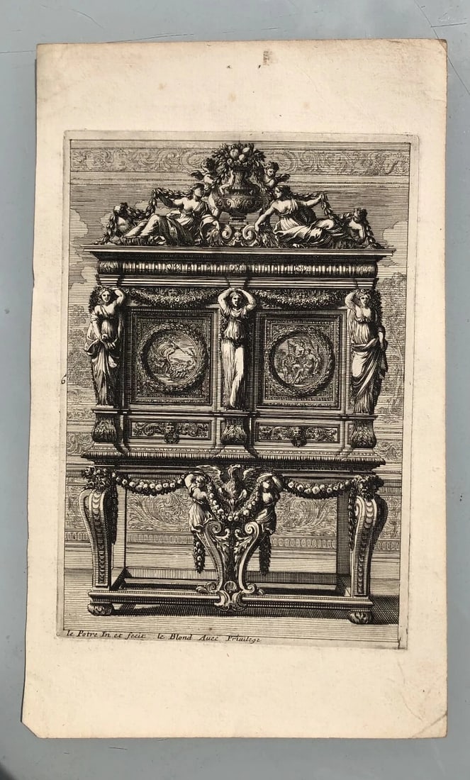 Jean Le Pautre (1618–1682) – Architecture Ornament Deco Antique Engraving - 6