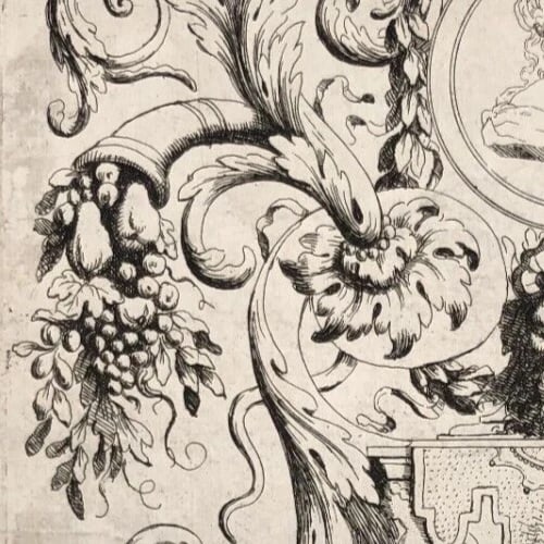 Architecture Portrait Woman Sculpture - Vintage Etching Original 18th century - 5