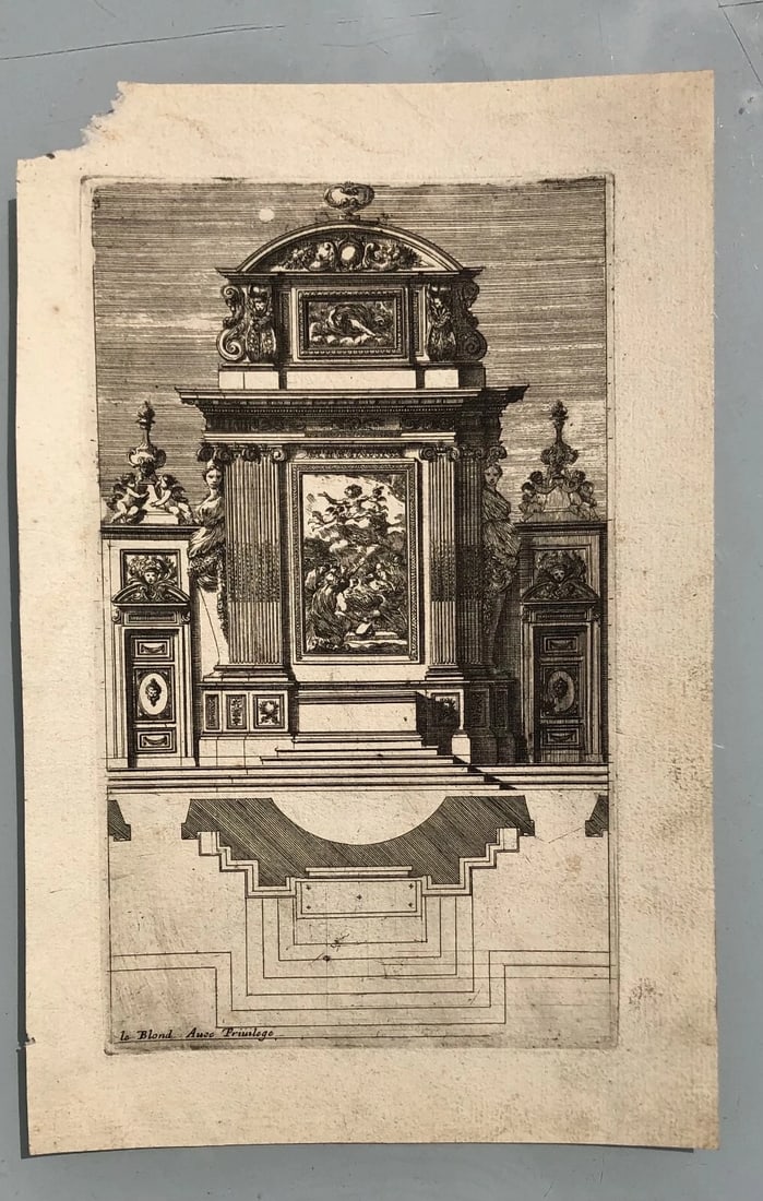 Vintage Etching Original Architecture Jean Baptiste LE BLOND (1679-1719) - 2