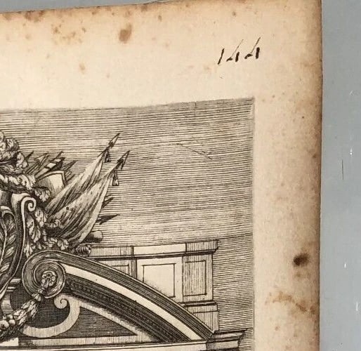 Vintage Etching Original Architecture, Door, Building 18th century Architectural - 6