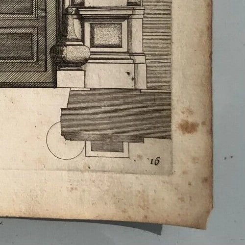 Vintage Etching Original Architecture, Door, Building 18th century Architectural - 7