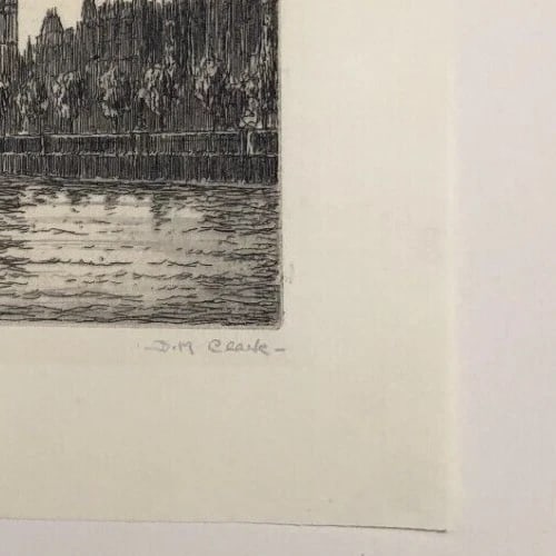 Vintage Etching Original Architecture, Cityview, Webmeister signed Architectural - 4