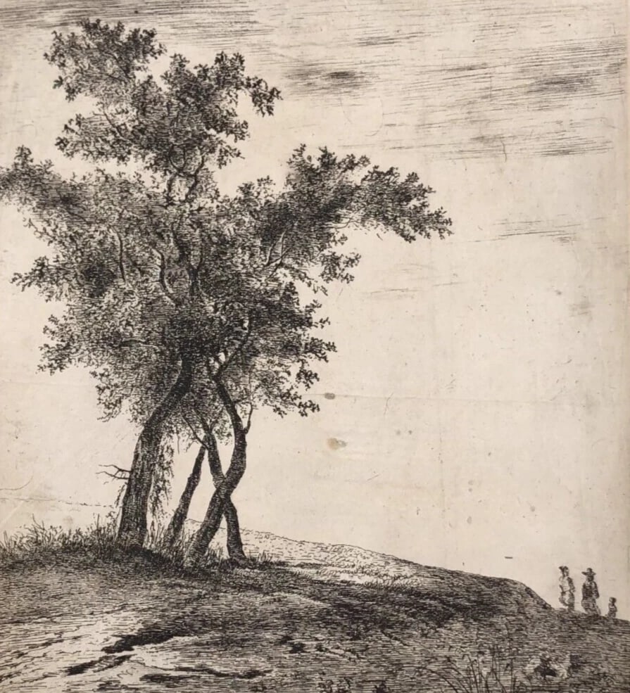 Landscape Tree People - Antique Etching Original (1 of 8)