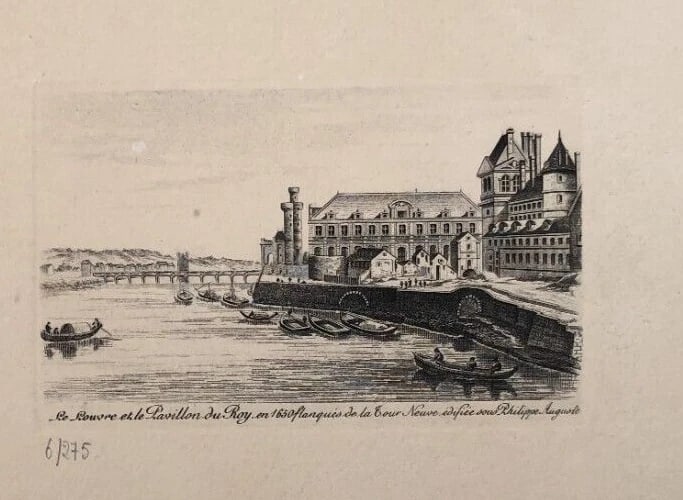 Antique Etching Original Landscape, Louvre, Pavillon le Roy, Tour Neuve: Title: Antique Etching Original Landscape, Louvre, Pavillon le Roy, Tour Neuve Description: Engraving on paper 25 x 32 cm stains, folds We accept payment via Paypal, credit or debit card, UK and euro