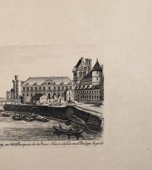 Antique Etching Original Landscape, Louvre, Pavillon le Roy, Tour Neuve - 5