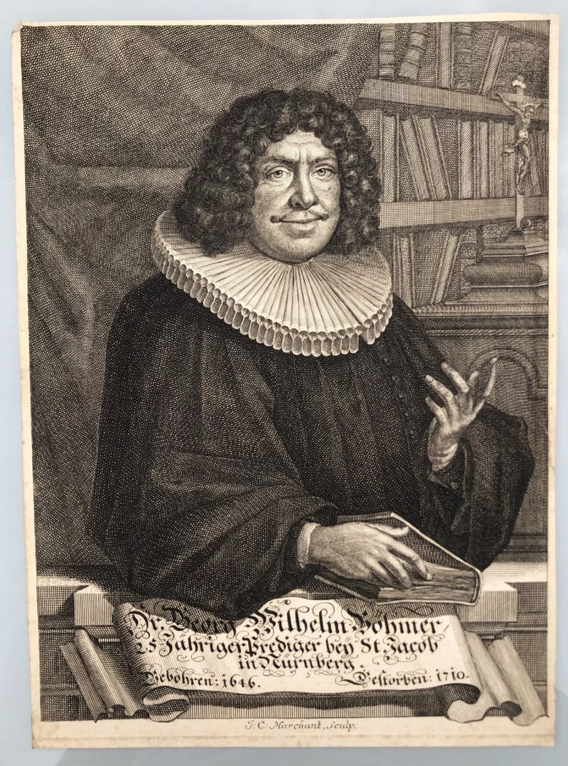 Antique Etching Original Religious, Portrait, Bohmer signed - 2