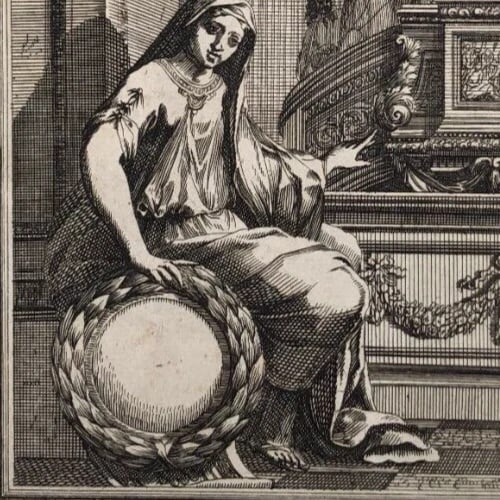 Antique Etching Original Religious, Architecture, Woman, Portrait Jakob WANGNER - 3