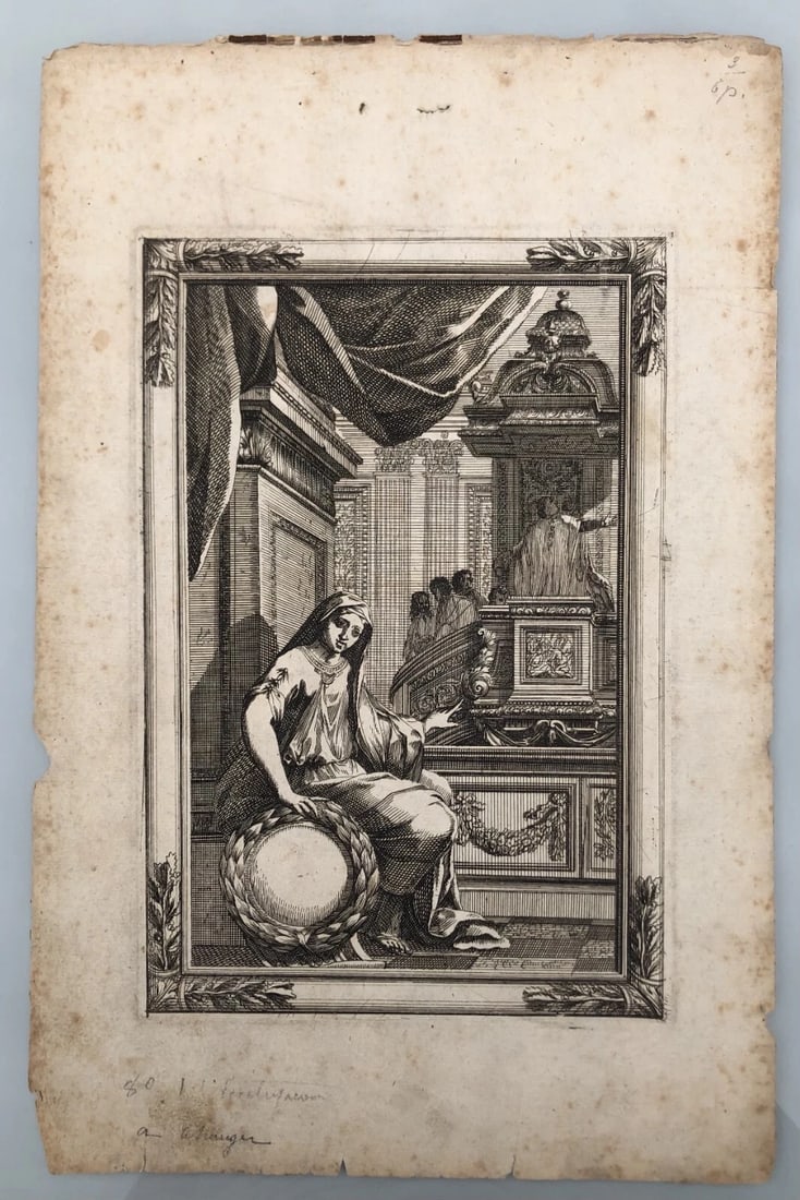 Antique Etching Original Religious, Architecture, Woman, Portrait Jakob WANGNER - 4