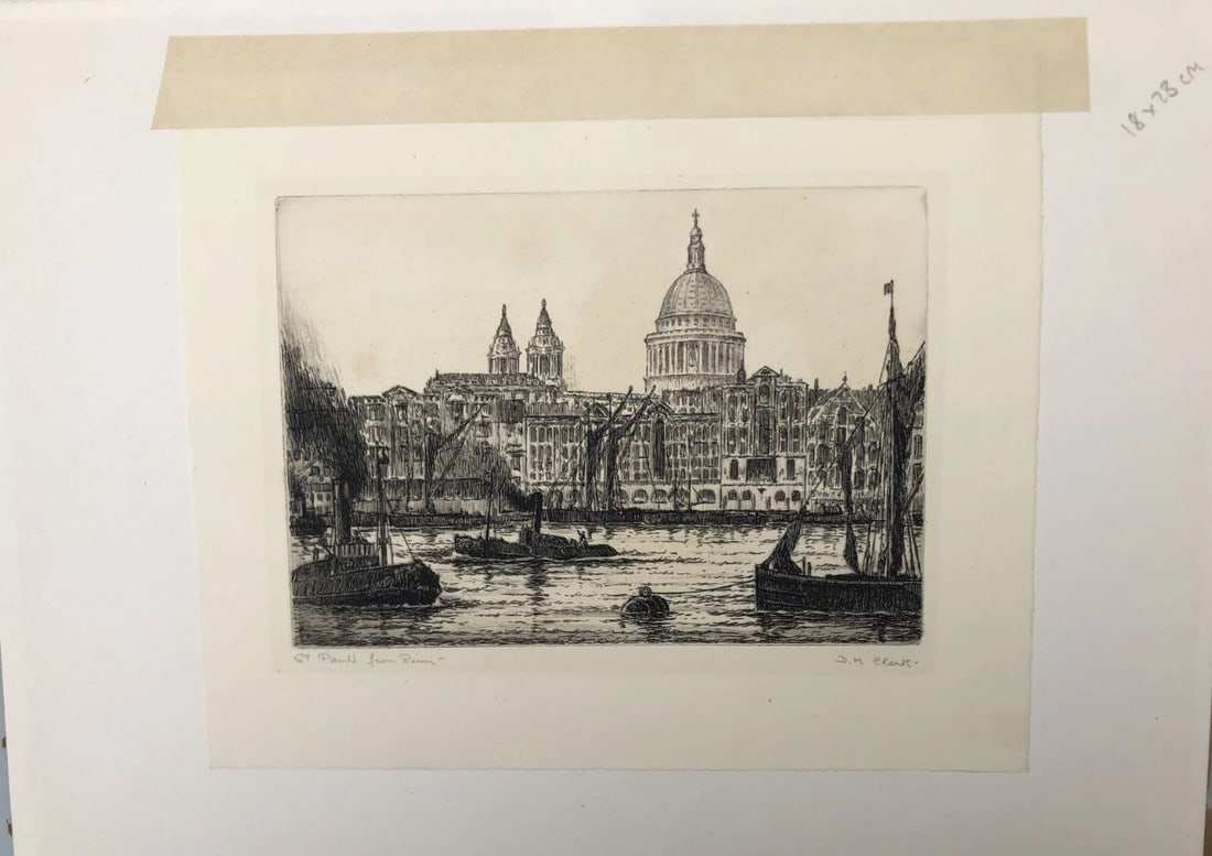 Antique Etching Original St. Paul's from the River Thames, Landscape - 3
