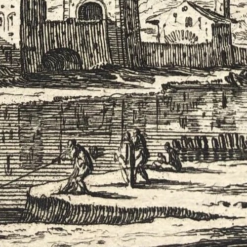 Antique Etching Original Cityview, Landscape, Porte de Grenoble, Houses - 3