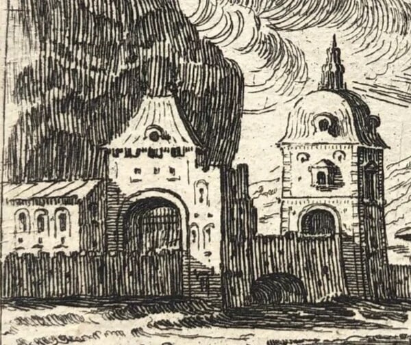 Antique Etching Original Cityview, Landscape, Porte de Grenoble, Houses - 4