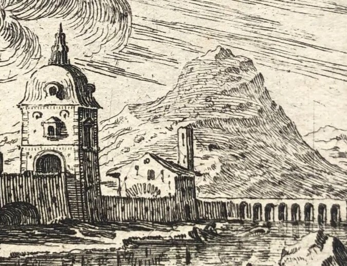Antique Etching Original Cityview, Landscape, Porte de Grenoble, Houses - 5