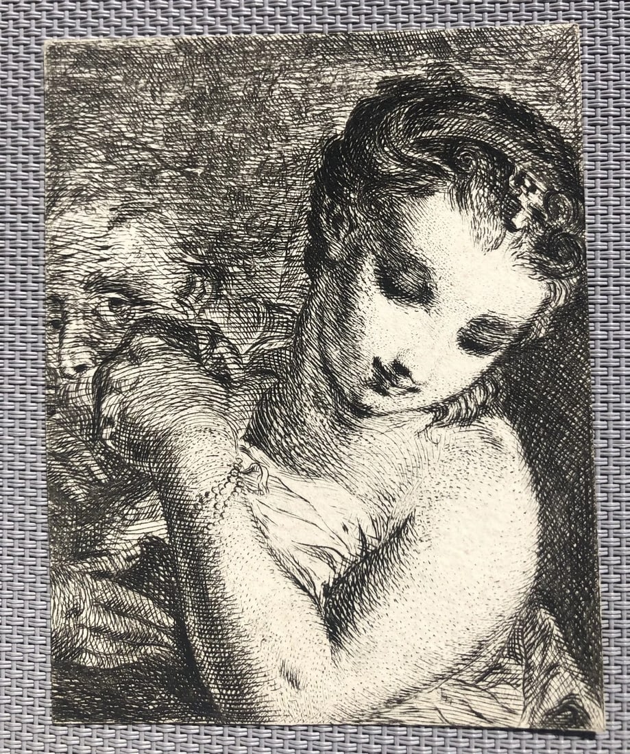 Woman, Portrait, Figure, Man, Claude MELLAN (1598-1688) Antique Etching Original - 2