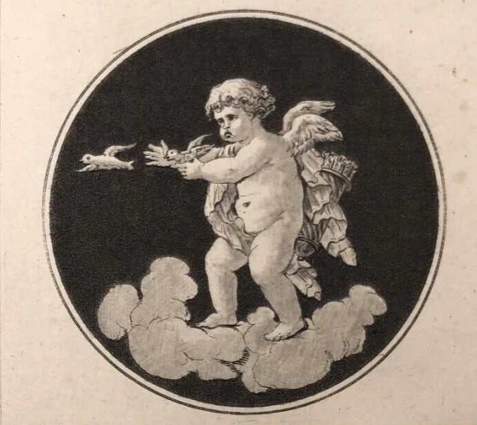 Antique Etching Medallions, Allegoric, Mythology, Putti, Villeneuve 18th x3 - 2