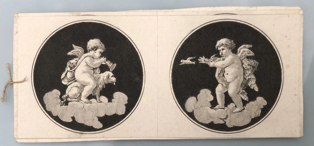 Antique Etching Medallions, Allegoric, Mythology, Putti, Villeneuve 18th x3 - 3