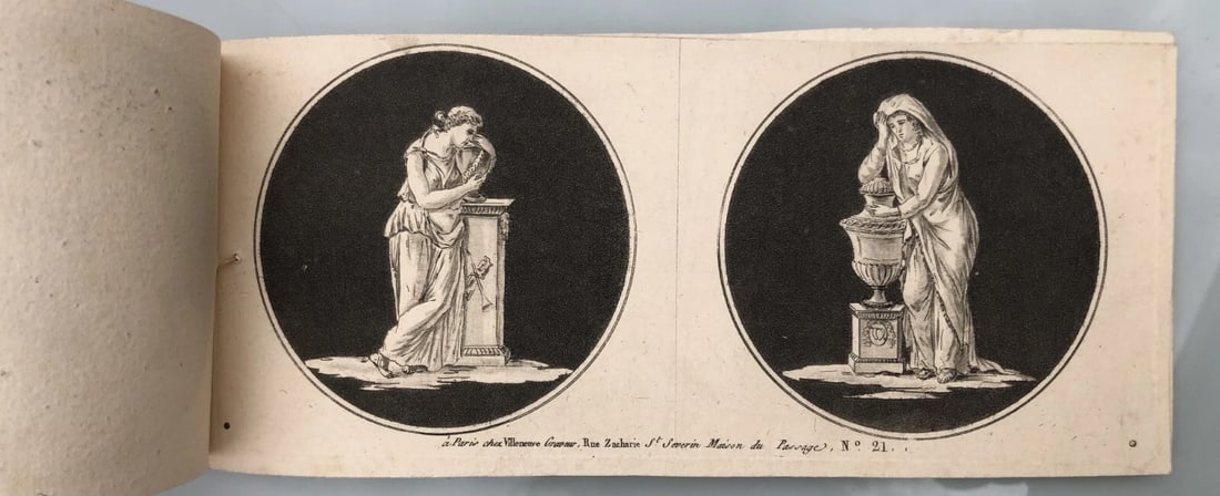 Antique Etching Medallions, Allegoric, Mythology, Putti, Villeneuve 18th x3 - 6