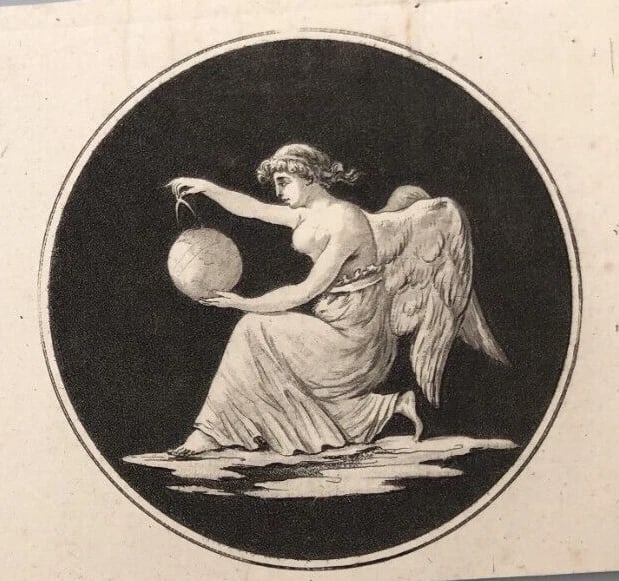 Antique Etching Medallions, Allegoric, Mythology, Putti, Villeneuve 18th x3 - 8