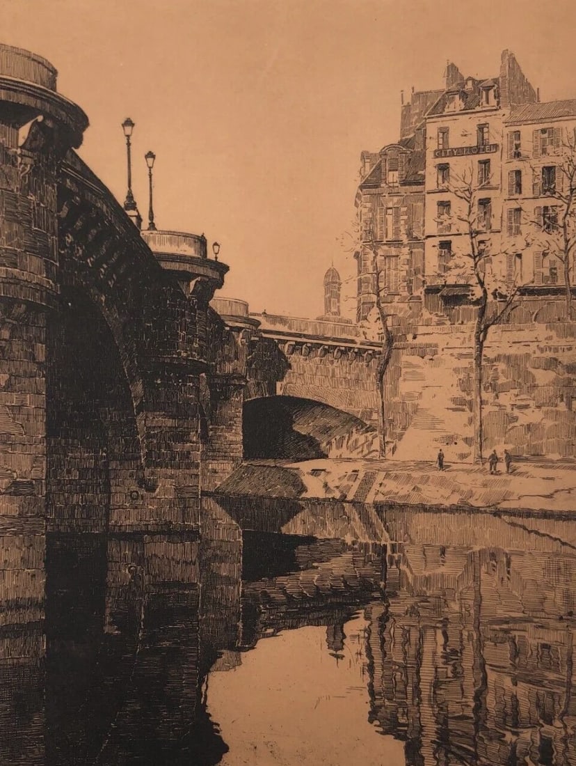 Antique Original Engraving Pieter Dupont, Bridge, Paris, Seine, Cityview: Title: Antique Original Engraving Pieter Dupont, Bridge, Paris, Seine, Cityview Description: Engraving on paper 30.5 x 24 cm stains, folds We accept payment via Paypal, credit or debit card, UK and