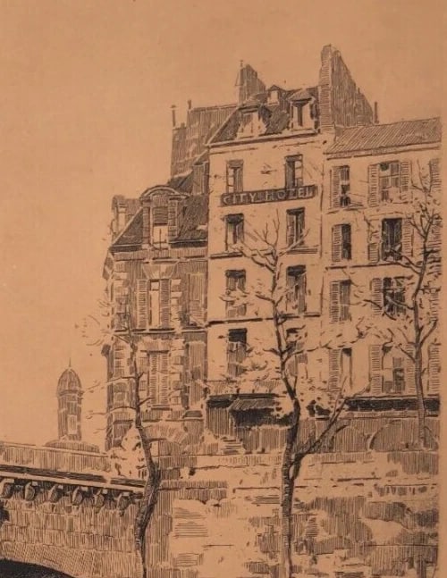 Antique Original Engraving Pieter Dupont, Bridge, Paris, Seine, Cityview - 3