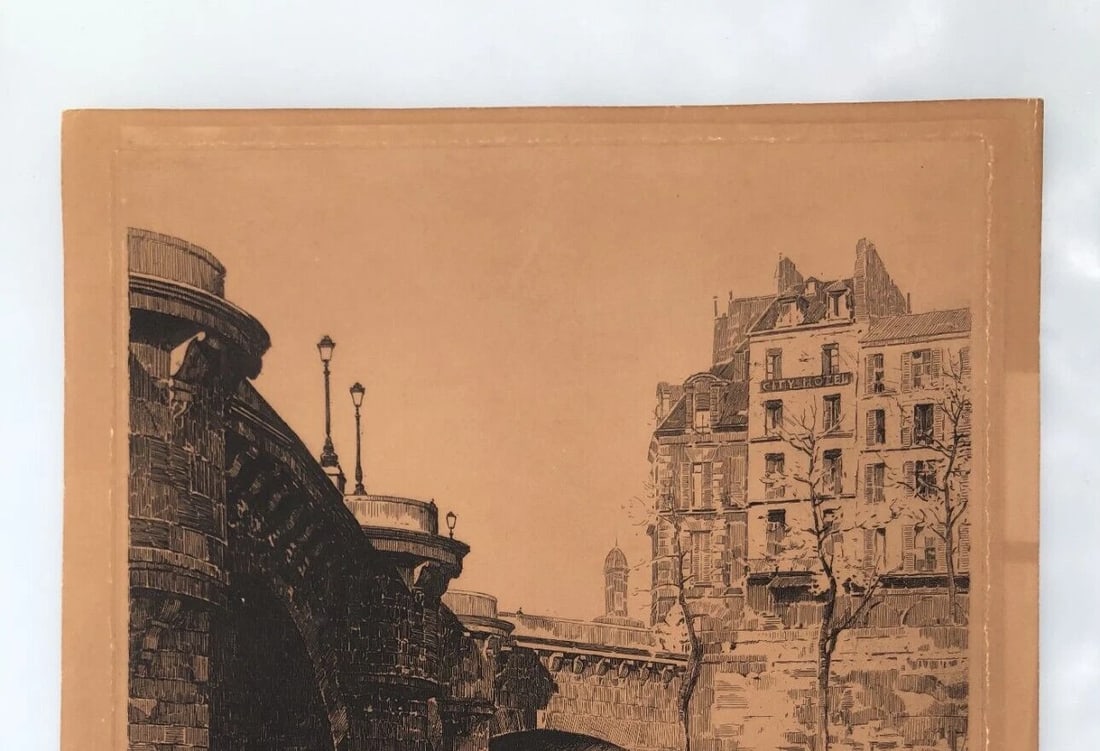 Antique Original Engraving Pieter Dupont, Bridge, Paris, Seine, Cityview - 6