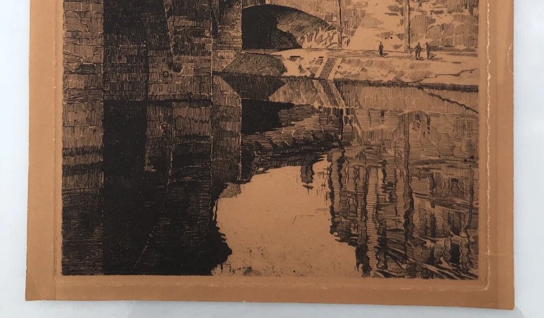 Antique Original Engraving Pieter Dupont, Bridge, Paris, Seine, Cityview - 7