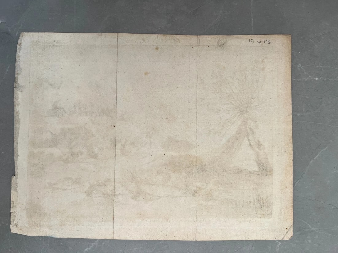 Antique Etching Original Epervier, Fishing, Landscape Jacques Philippe LEBAS - 8