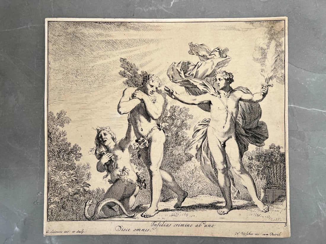Antique Etching Original Expulsion Adam and Eve, Gerard de Lairesse (1641-1711) - 2