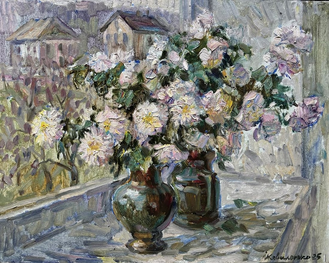 Oil painting Beginning of Autumn Ivan Kovalenko: Koval 275*** ABOUT THIS PAINTING **** TITLE: "Beginning of Autumn" * ARTISTS: Ivan Kovalenko* SIZE: 4050 cm/15.74x19.68 inches' * MEDIUM: oil, cardboard* HAND PAINTED: Original painting from our colle