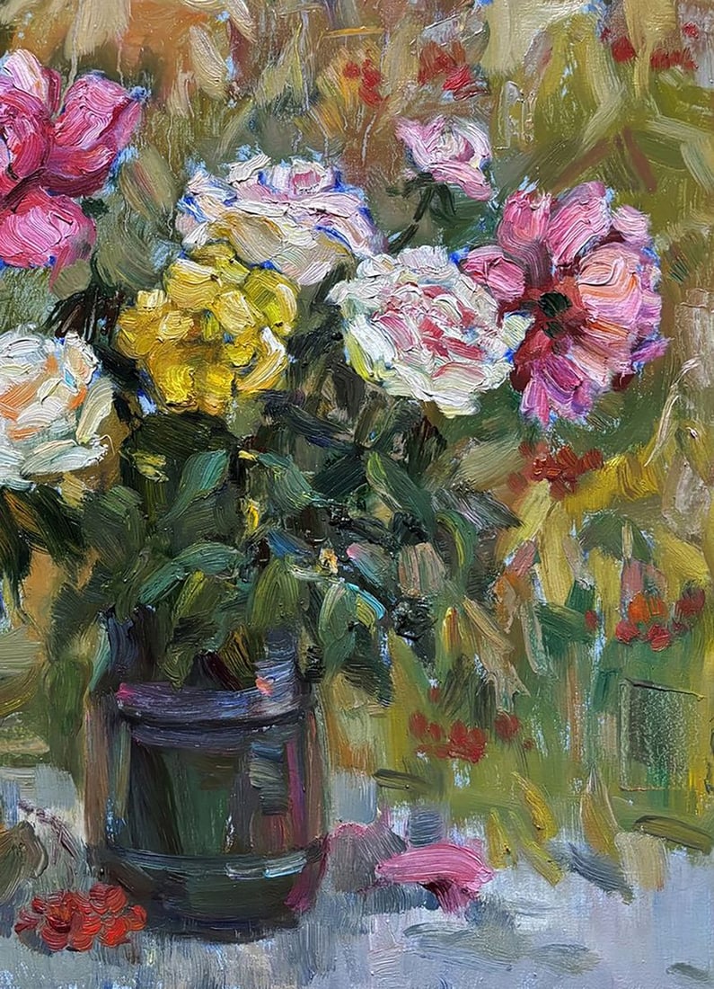 Oil painting Autumn Roses in a Vase Ivan Kovalenko - 5