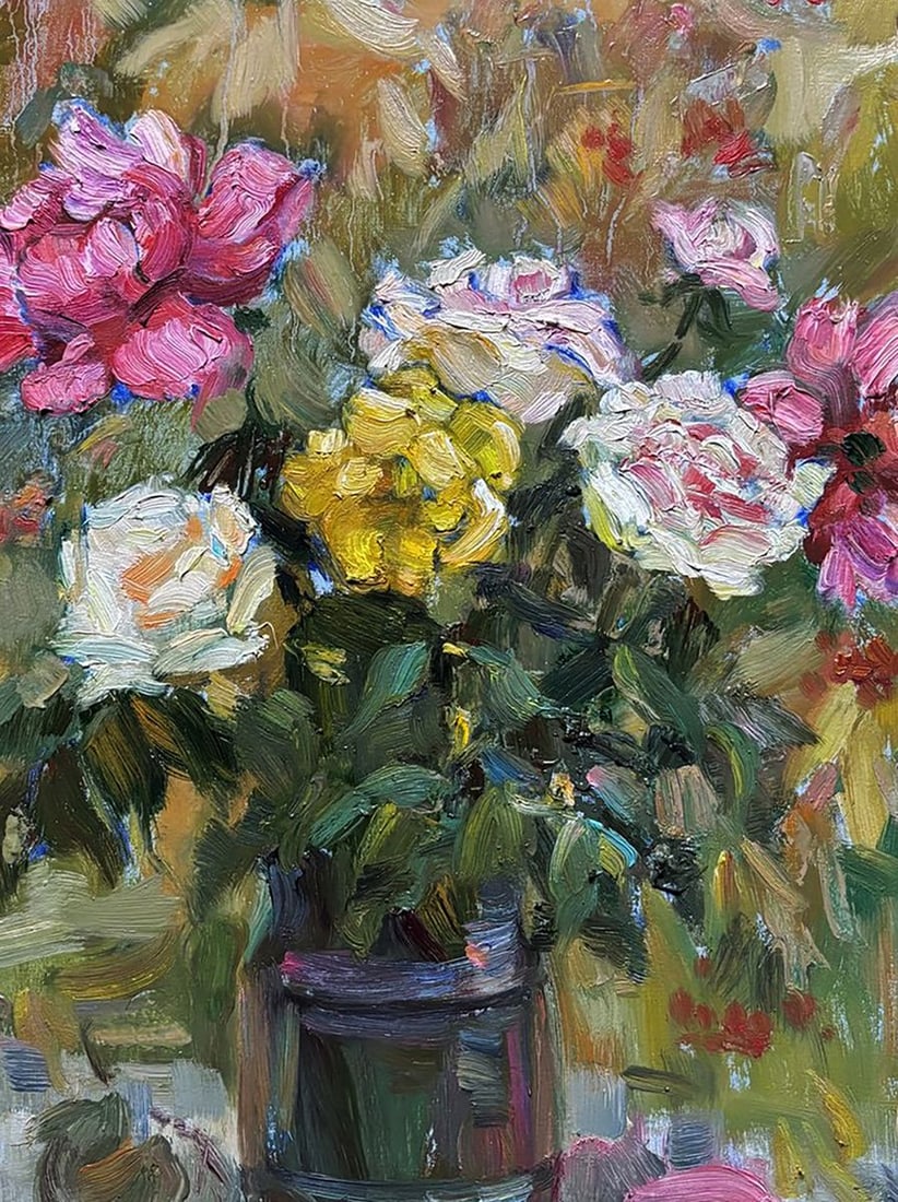 Oil painting Autumn Roses in a Vase Ivan Kovalenko - 6