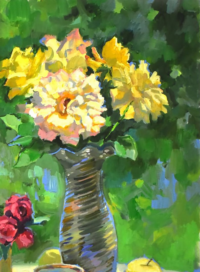 Oil painting A Bouquet of Yellow Flowers Anatoly Kymnatny - 3