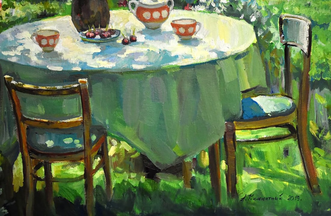 Oil painting Tea Party With Rose Scent Anatoly Kymnatny - 2