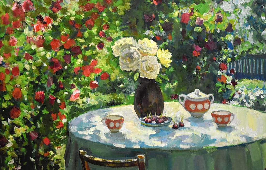 Oil painting Tea Party With Rose Scent Anatoly Kymnatny - 3