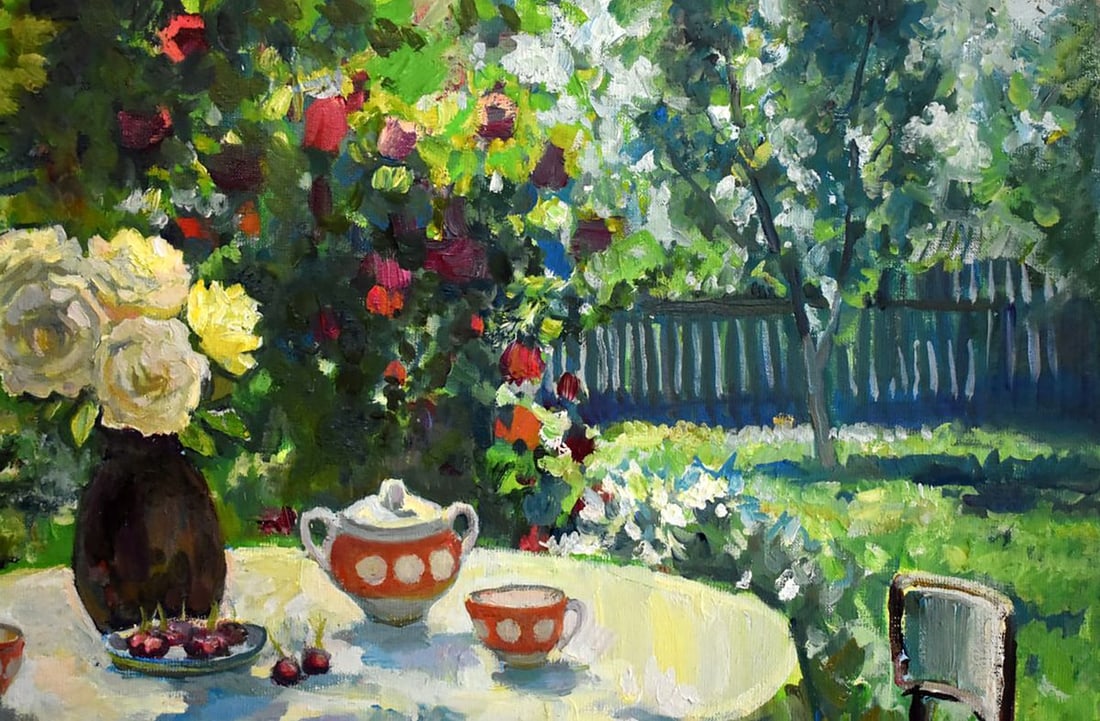 Oil painting Tea Party With Rose Scent Anatoly Kymnatny - 6