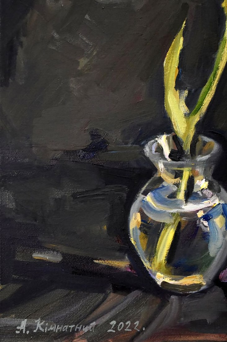 Oil painting Irises on a black background Anatoly Kymnatny - 3