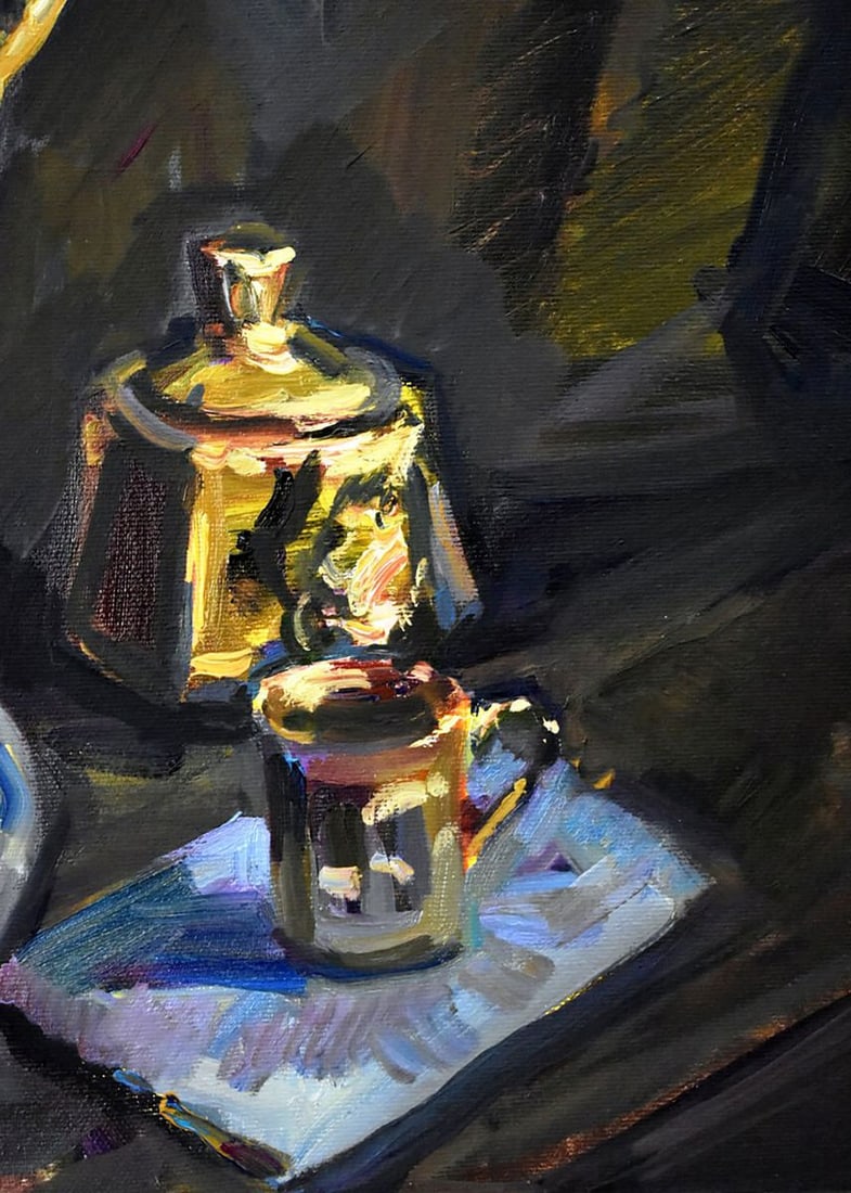 Oil painting Irises on a black background Anatoly Kymnatny - 5