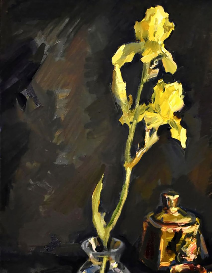 Oil painting Irises on a black background Anatoly Kymnatny - 6