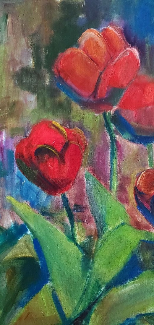 Oil painting Tulips in the open air Daniil Litvinov - 4