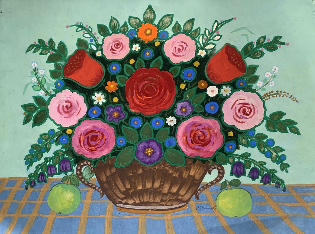 Pastel painting Flowers in the arms of a vine Ivan Tsyupka: 1798*** ABOUT THIS PAINTING **** TITLE: "Flowers in the arms of a vine"* ARTISTS: Ivan Kirillovich Tsyupka* SIZE: 41.5x56 cm/16.33x22.04 inches' * MEDIUM: pastel, watercolor, paper* HAND PAINTED: Orig