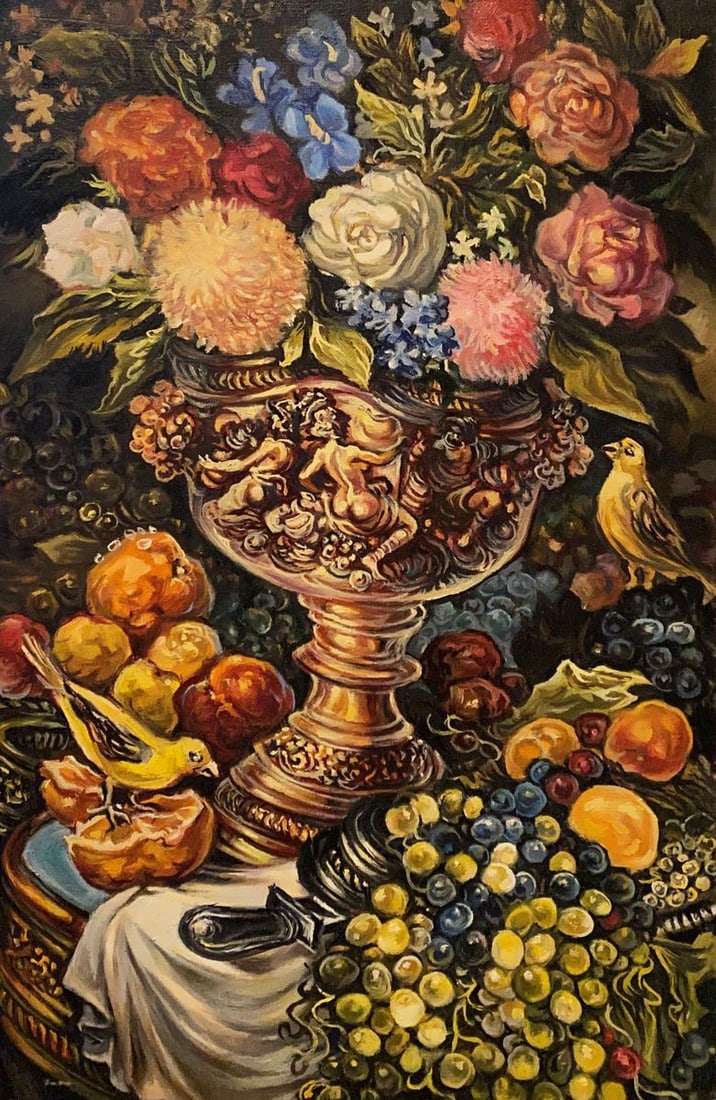 Oil painting Still life Alexander Arkadievich Litvinov: Litv 629 *** ABOUT THIS PAINTING *** * TITLE: "Still life" * ARTISTS: Alexander Arkadievich Litvinov * SIZE: 40x61.5 cm/15.74x24.21 inches' * MEDIUM: oil, canvas * HAND PAINTED: Original painting