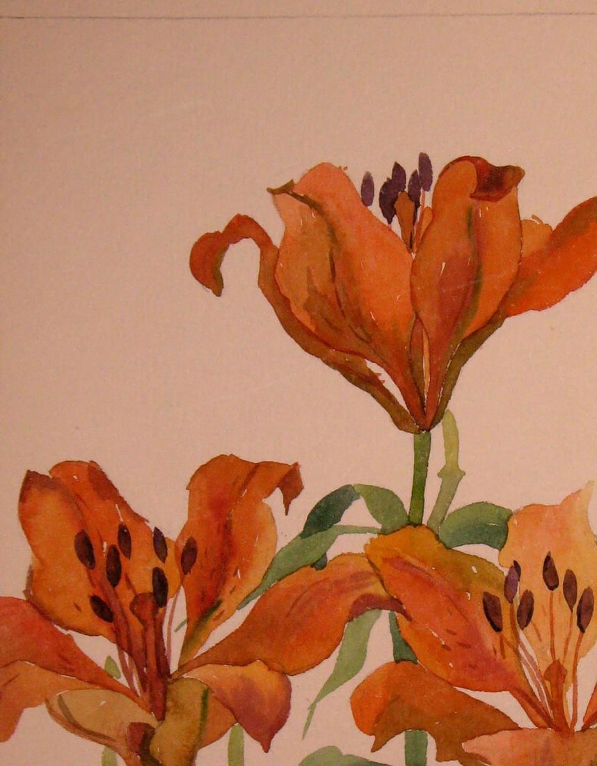 Watercolor painting Lilies Kalebets Valery - 2