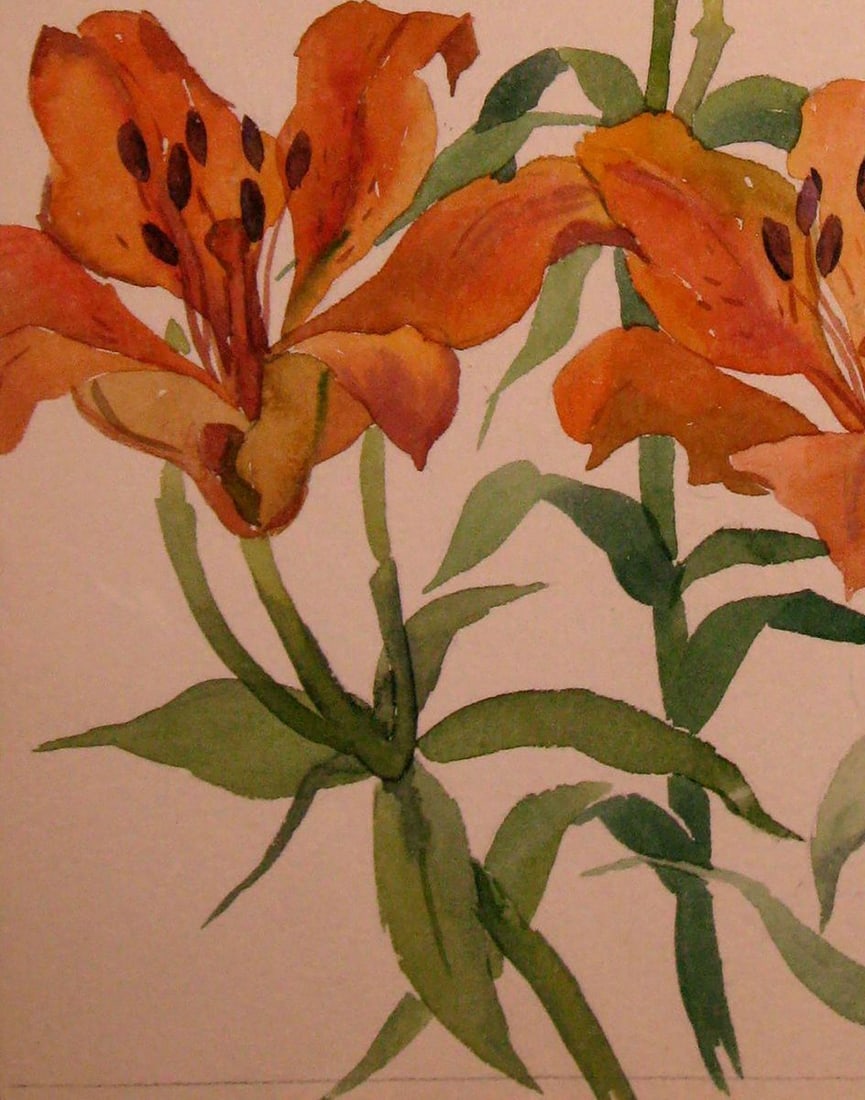 Watercolor painting Lilies Kalebets Valery - 4