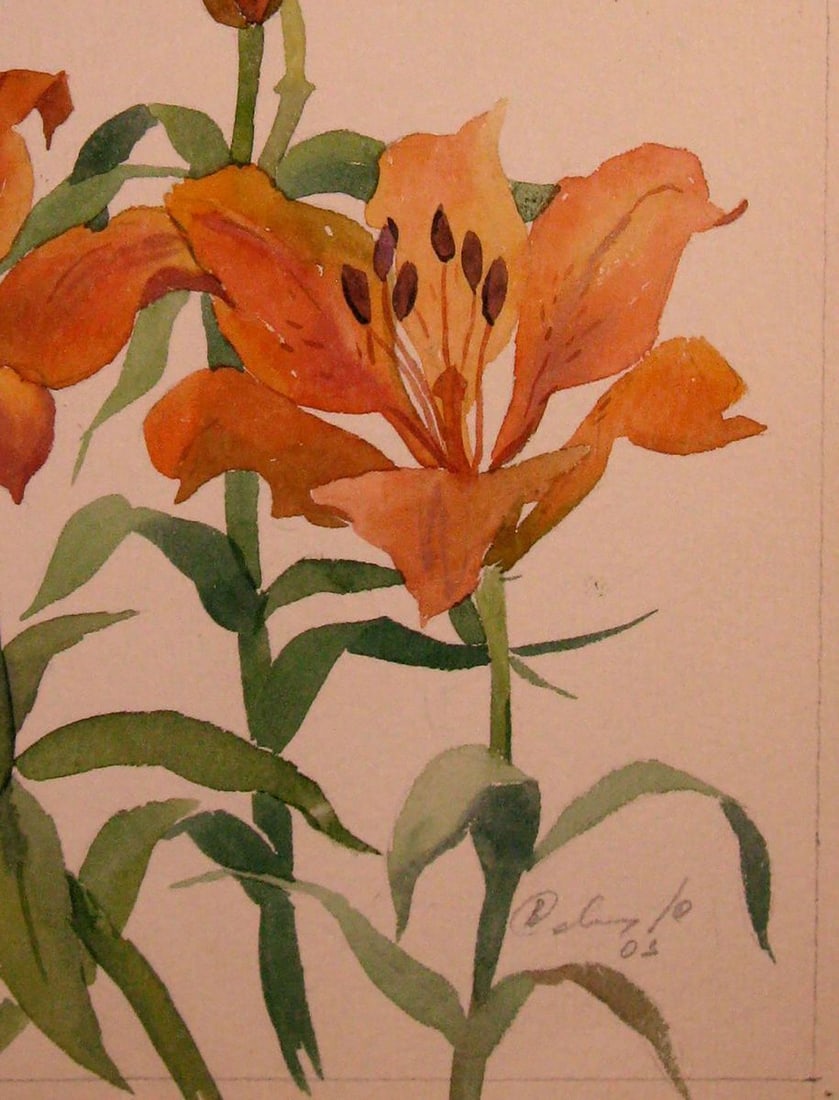 Watercolor painting Lilies Kalebets Valery - 5