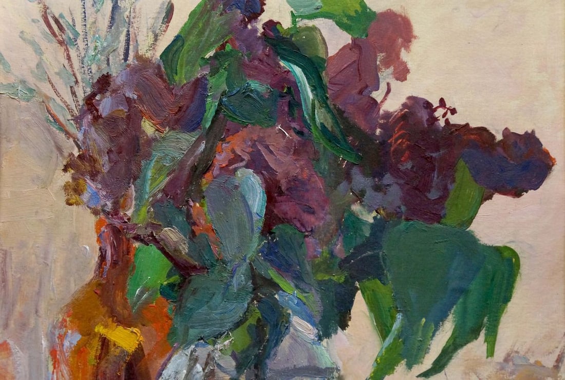 Oil painting Lilac bouquet Gantman Moses Faybovich - 3