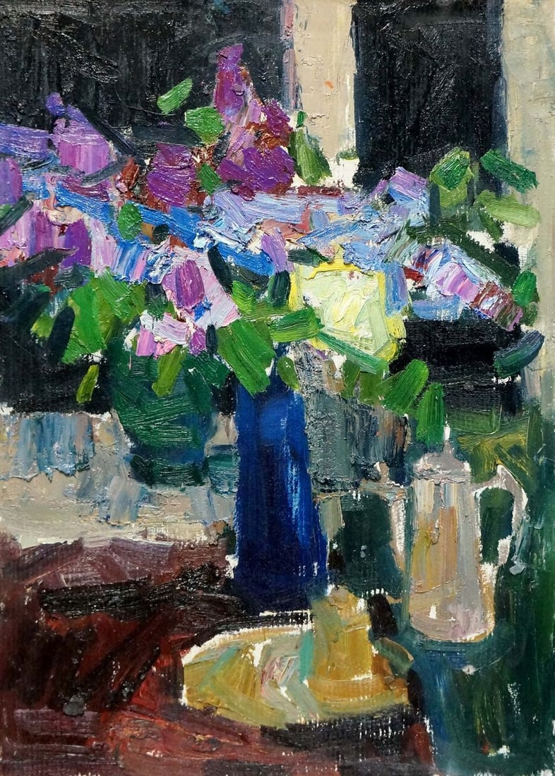 Oil painting Still life Zaborovsky Leonid Alexandrovich: Verns 345 *** ABOUT THIS PAINTING *** * TITLE: "Still life" * ARTISTS: Zaborovsky Leonid Alexandrovich * SIZE: 56x40 cm/22.04x15.74 inches' * MEDIUM: oil, cardboard * HAND PAINTED: Original painting f