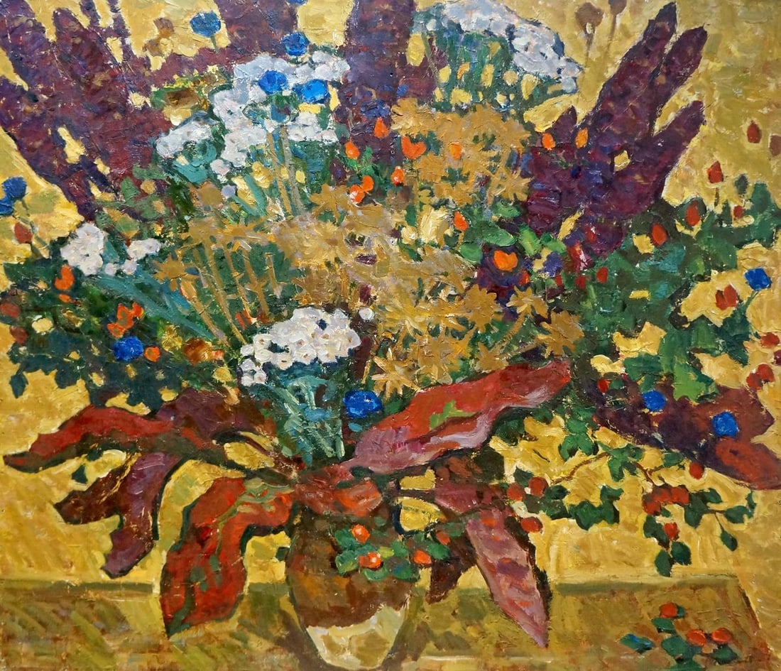 Oil painting Spring bouquet Konovalov Yuri Alexandrovich: Verns 430 *** ABOUT THIS PAINTING *** * TITLE: "Spring bouquet" * ARTISTS: Konovalov Yuri Alexandrovich * SIZE: 80x90 cm/31.49x34.43 inches' * MEDIUM: oil, cardboard * HAND PAINTED: Original painting 